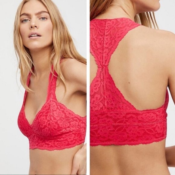 Free People Other - Free People Red Racerback Lace Bralette Size XS